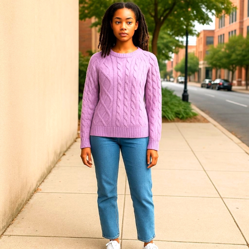 RACHEL ZOE SIZE SMALL Purple Cable Knit Sweater
